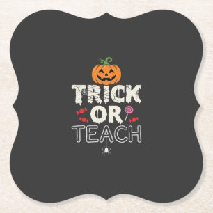 Posavasos De Papel Diseño de profesor de Halloween Truco o Enseña (2)