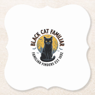 Posavasos De Papel Diseño de rescate de Halloween vintage gato negro 