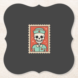Posavasos De Papel Diseño de sello de enfermera esqueleto de Hallowee