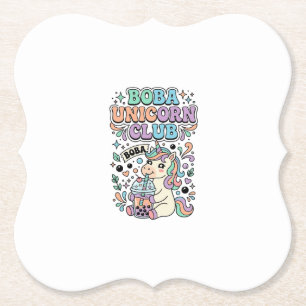 Posavasos De Papel Diseño de tipografía Kawaii del club de unicornios