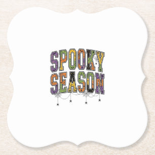 Posavasos De Papel Diseño de tipografía vintage de Halloween de tempo