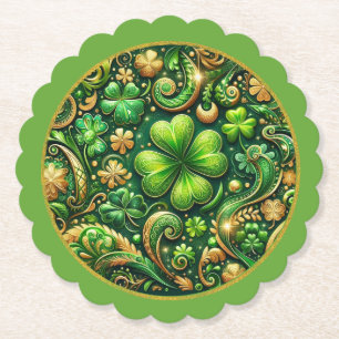 Posavasos De Papel Diseño de trébol del Día de San Patricio 