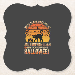 Posavasos De Papel Diseño de vector de calabaza de gato negro de Hall