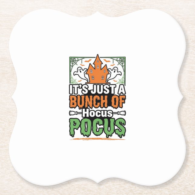 Posavasos De Papel diseño de vector de cita de Hocus Pocus de Hallowe (Anverso)