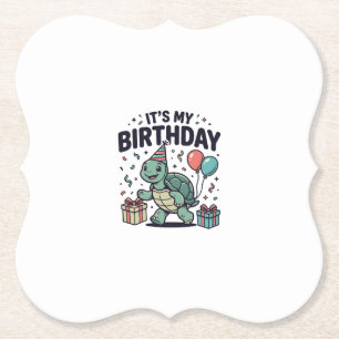 Posavasos De Papel Diseño de vector de fiesta de cumpleaños de tortug