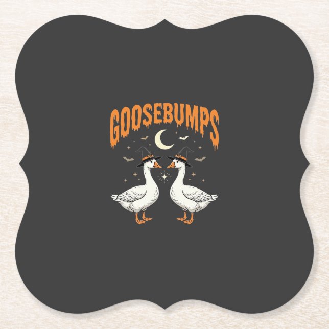 Posavasos De Papel Diseño de vector de gansos de bruja de Halloween d (Anverso)