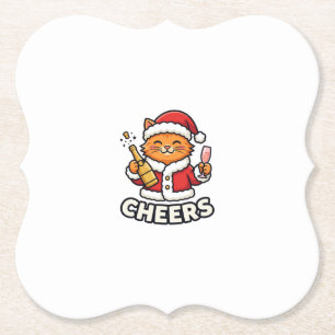 Posavasos De Papel Diseño de vector de gato de Navidad alegre