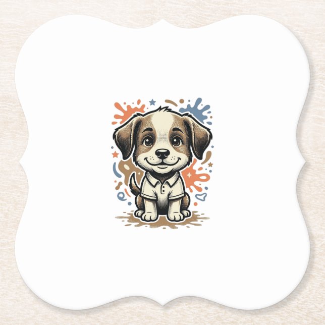 Posavasos De Papel Diseño de vector de grabado de salpicaduras de cac (Anverso)
