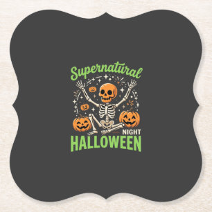Posavasos De Papel Diseño de vector de Halloween de esqueleto sobrena