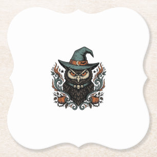 Posavasos De Papel Diseño de vector de sombrero de bruja de búho de H