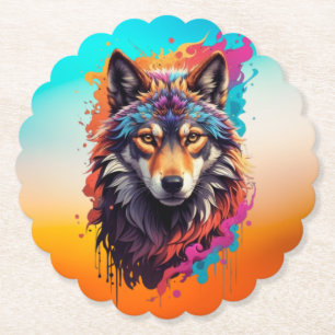 Posavasos De Papel Diseño del logotipo Wolf Animal Design-87694