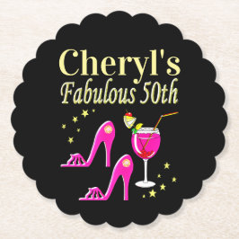 POSAVASOS DE PAPEL DISEÑO DIVA DE 50 CUMPLEAÑOS DE ROSA POPULAR