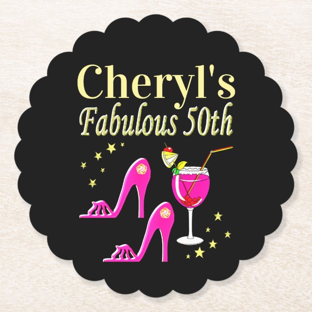 POSAVASOS DE PAPEL DISEÑO DIVA DE 50 CUMPLEAÑOS DE ROSA POPULAR (Anverso)