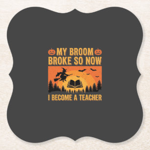Posavasos De Papel Diseño divertido de bruja profesora de Halloween r