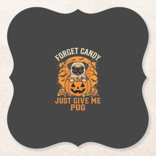 Posavasos De Papel Diseño divertido de dulces de Halloween Pug_1