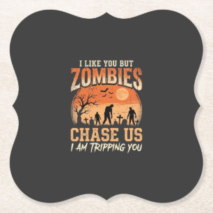 Posavasos De Papel Diseño Divertido Zombies Halloween Nos Persigue