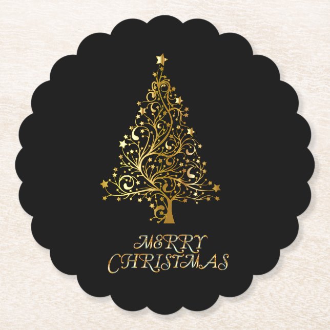 Posavasos De Papel Diseño elegante de Feliz Navidad (Anverso)