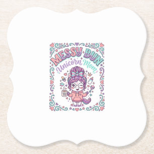 Posavasos De Papel Diseño gráfico de estilo retro de unicornio con mo