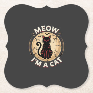 Posavasos De Papel Diseño gráfico de gato Meow Halloween_1