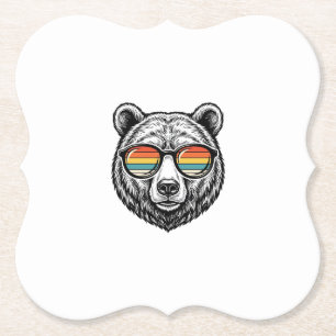 Posavasos De Papel Diseño Gráfico Vectorial de Gafas de Sol de Oso Vi