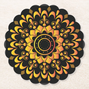 Posavasos De Papel Diseño Mandala único de oro-95747