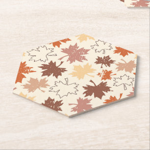 Posavasos De Papel Diseño natural de otoño, hoja de arce de otoño