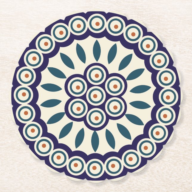 Posavasos De Papel Diseño polaco de cerámica tradicional. (Anverso)