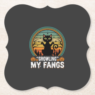 Posavasos De Papel Diseño Retro de Halloween Gato Negro Gruñendo Mis 