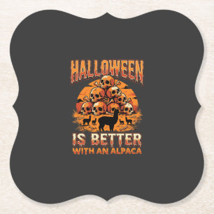 Posavasos De Papel Diseño Retro de Terror Cráneo de Alpaca de Hallowe