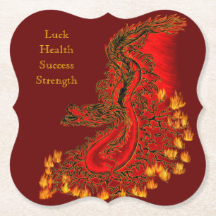 Posavasos De Papel Diseño rojo y dorado de China Dragon