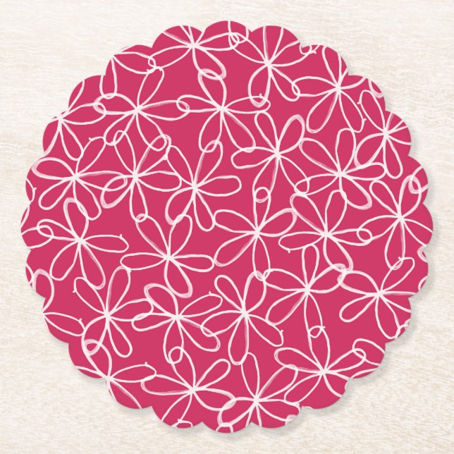 Posavasos De Papel Diseño Rosa Y Blanco (Anverso)