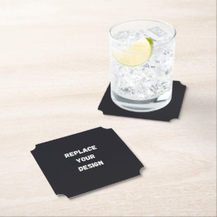 Posavasos De Papel Diseño simple negro personalizado Agregar foto o t