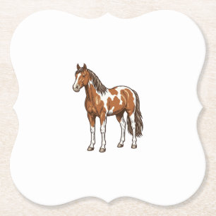 Posavasos De Papel Diseño vectorial de caballo Pinto grabado vintage_
