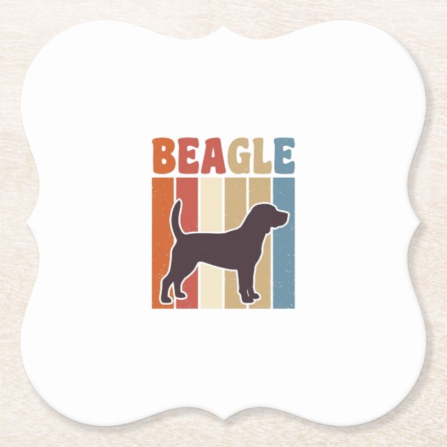 Posavasos De Papel Diseño vectorial de franja retro de perro Beagle v (Anverso)