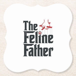 Posavasos De Papel Diseño vectorial de humor de gato padre felino vin
