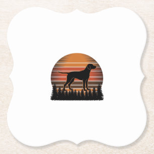 Posavasos De Papel Diseño vectorial de perro de caza vintage atardece