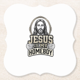 Posavasos De Papel Diseño vectorial grabado vintage Jesús es mi compa