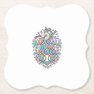 Posavasos De Papel Diseño Vectorial Kawaii Poderoso Cuerno de Béisbol