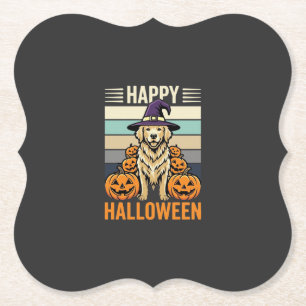 Posavasos De Papel Diseño Vintage de Calabaza de Halloween de Golden