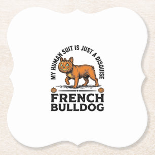 Posavasos De Papel Disfraz de camisa de calabaza de Bulldog Francés d
