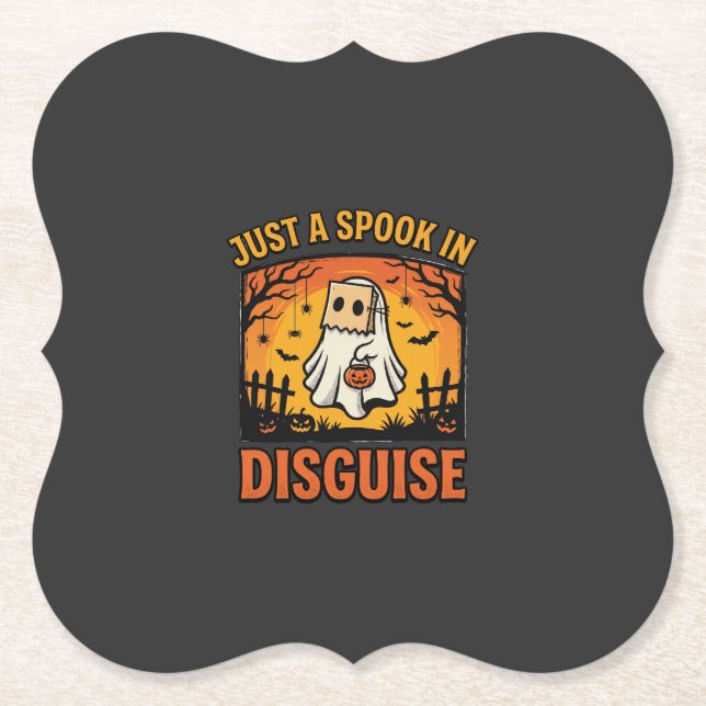 Posavasos De Papel Disfraz de Fantasma de Halloween (Anverso)