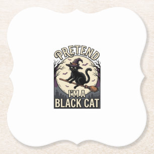 Posavasos De Papel Disfraz de Gato Negro Vintage Camiseta de Bruja de