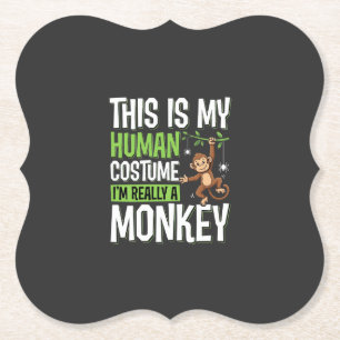 Posavasos De Papel Disfraz de mono divertido vector de Halloween