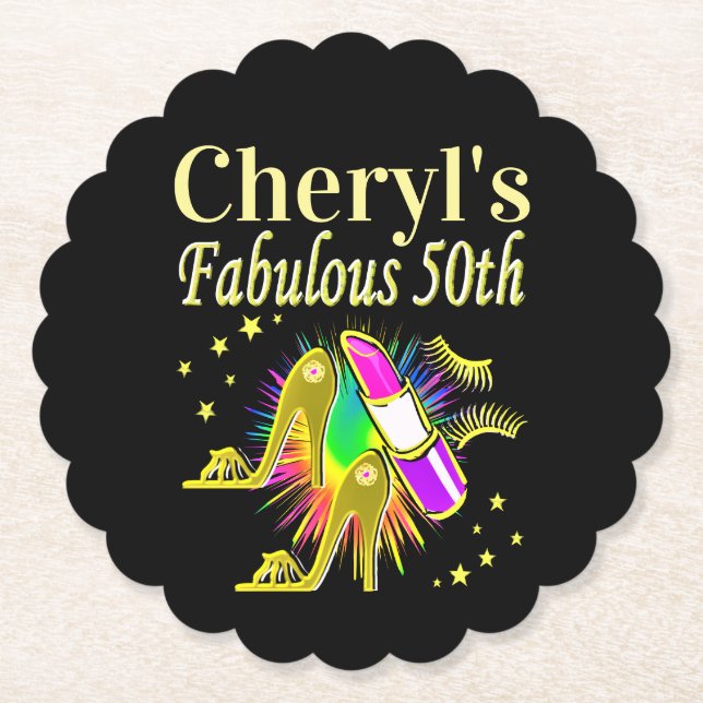 POSAVASOS DE PAPEL DIVA PERSONALIZADO 50 Y FABULOUS (Anverso)