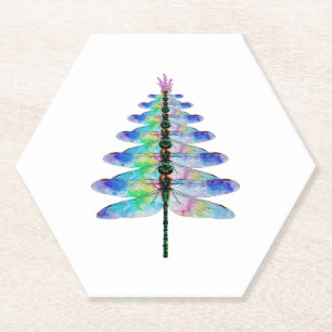 Posavasos De Papel Divertido árbol de navidad de la libélula