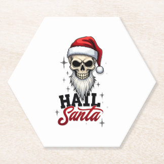 Posavasos De Papel Divertido Salve Santa Claus Cráneo Esqueleto Antic