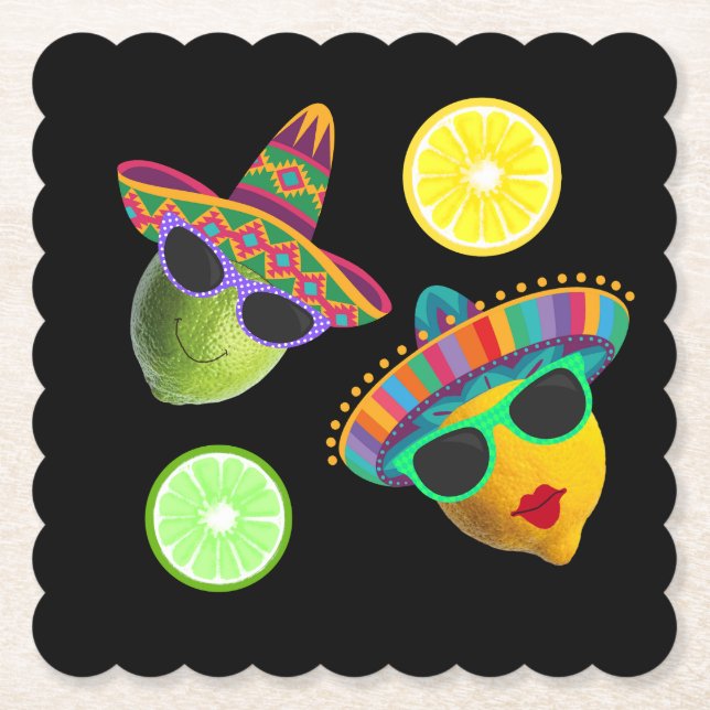 Posavasos De Papel Diviértete Fiesta de Limón Lima  (Anverso)