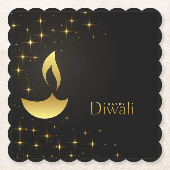 Posavasos De Papel Diwali con Diya (Anverso)