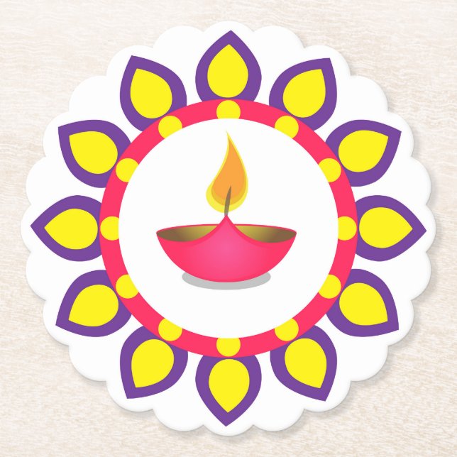 Posavasos De Papel Diwali Diya (Anverso)