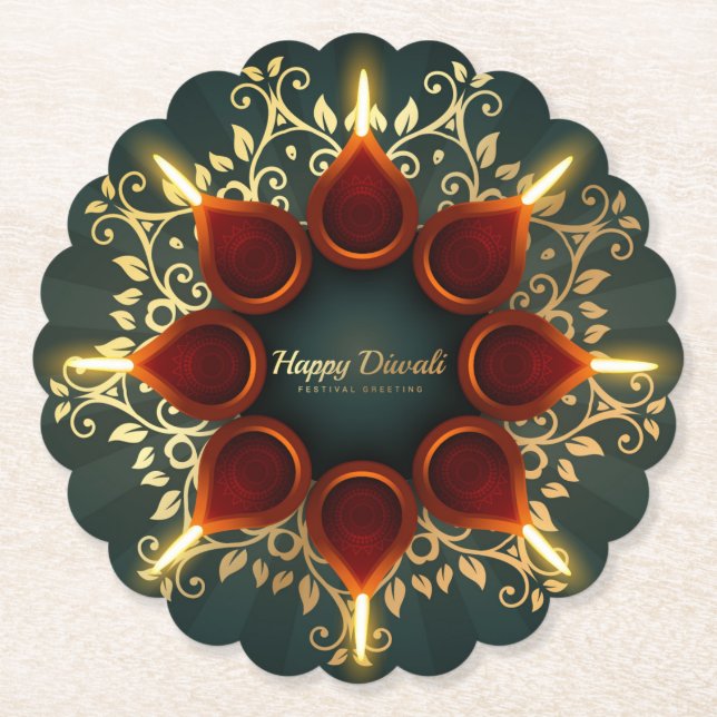 Posavasos De Papel Diwali Diya (Anverso)